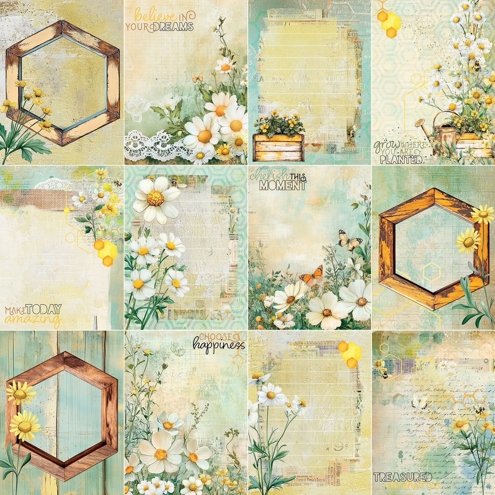 49 and Market - Botanical Buzz - Blooming -  12 x 12"