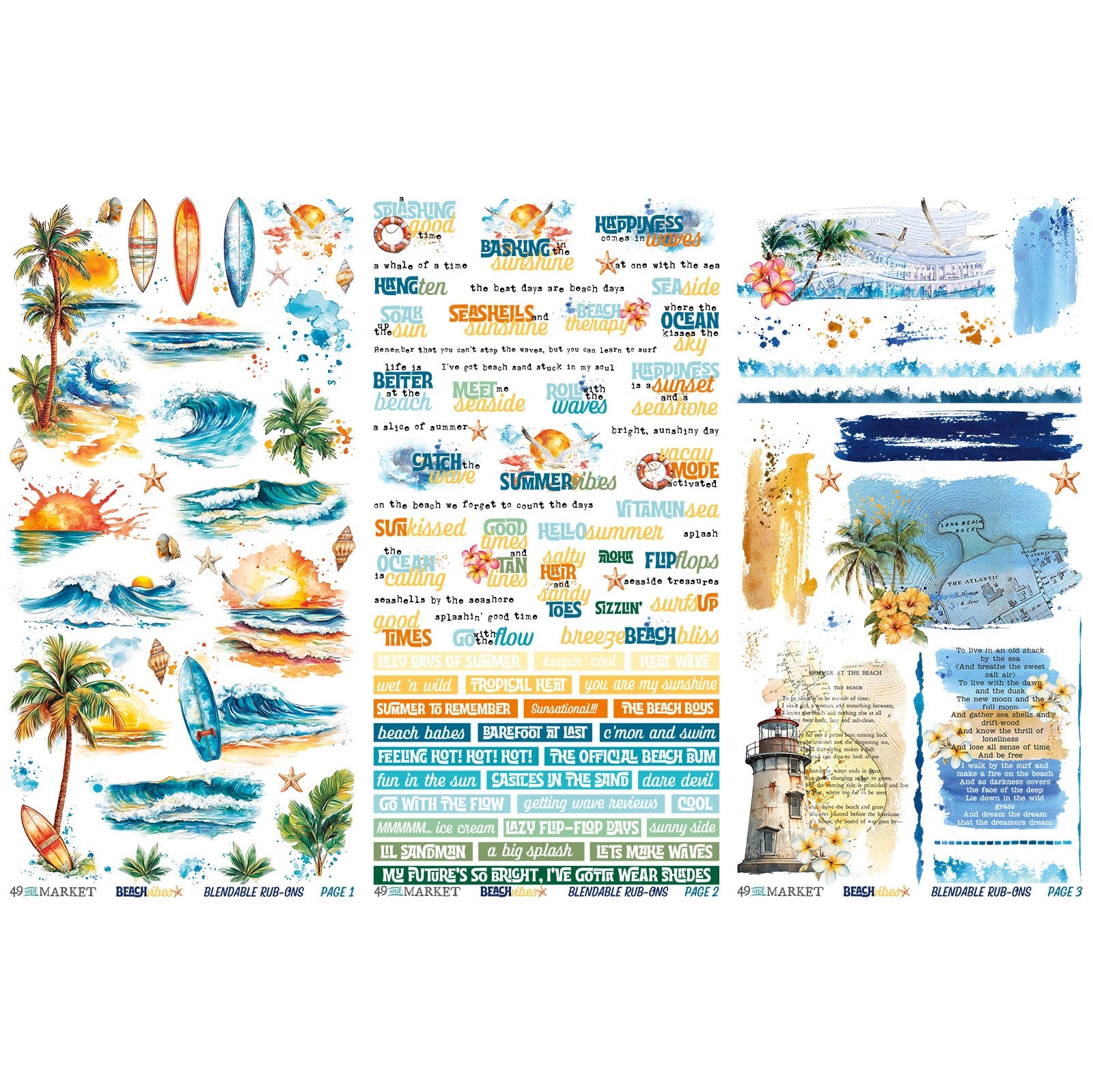 49 and Market - Beach Vibes - Rub ons