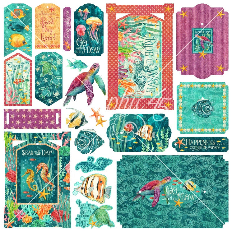 Graphic 45 - Seas the day - Tags & Frames