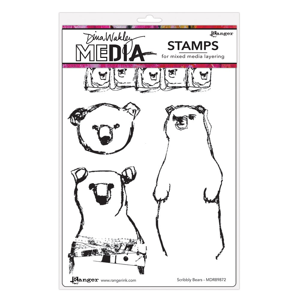 Dina Wakley Media - Stamps - Scribbly Bears