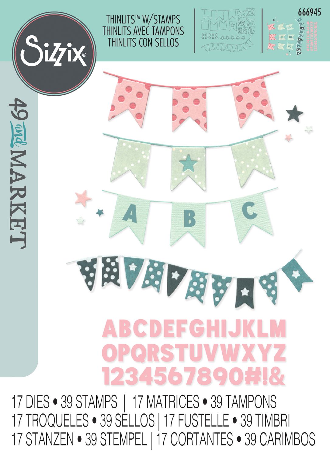 Sizzix - 49 & Market - Framelits dies & clear stamp - Banner Bash