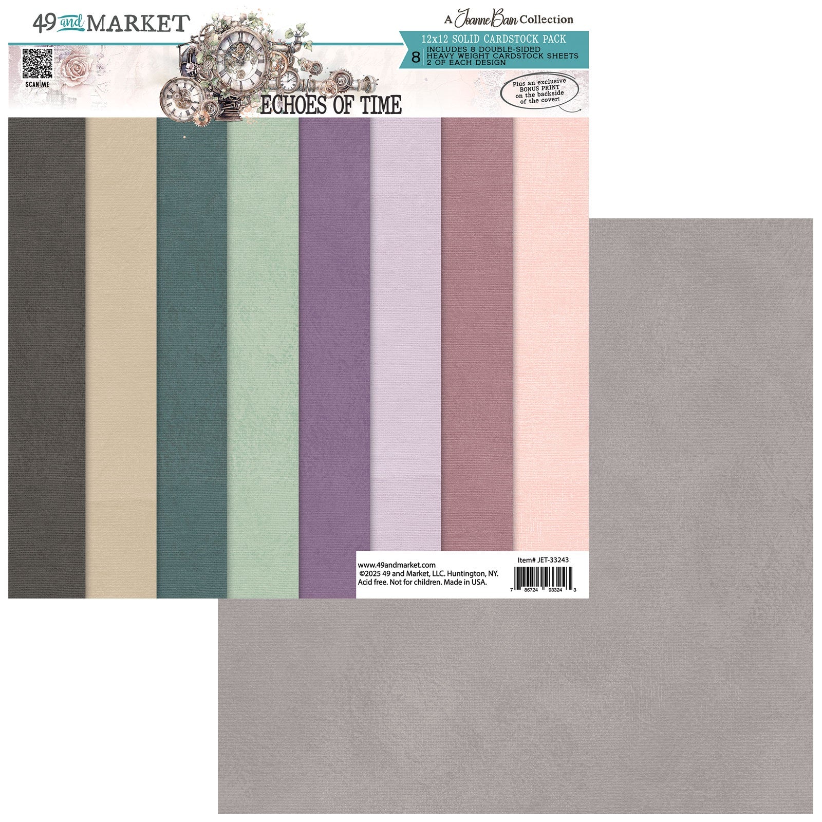49 and Market - Echoes of Time - Solids Collection Pack - 12 x 12"