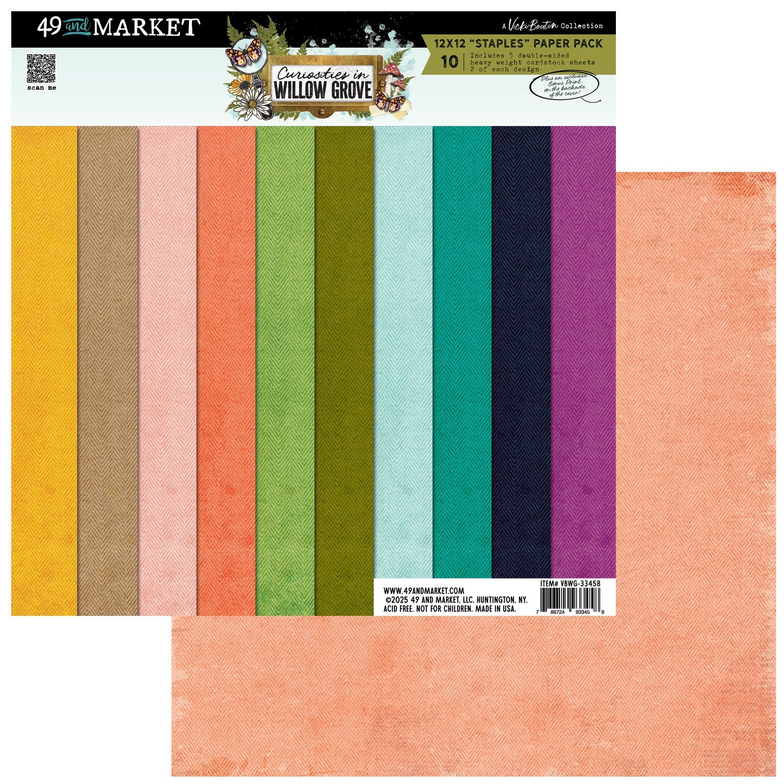 49 and Market - Curiosities in Willow Grove - Solids Collection Pack - 12 x 12"