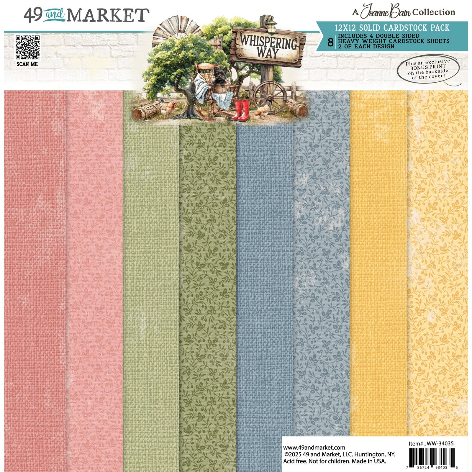 49 and Market - Whispering Way - Solids Collection Pack - 12 x 12"