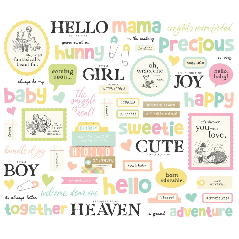 Simple Stories - Classic Pooh Baby - Bits & Pieces Sentiments