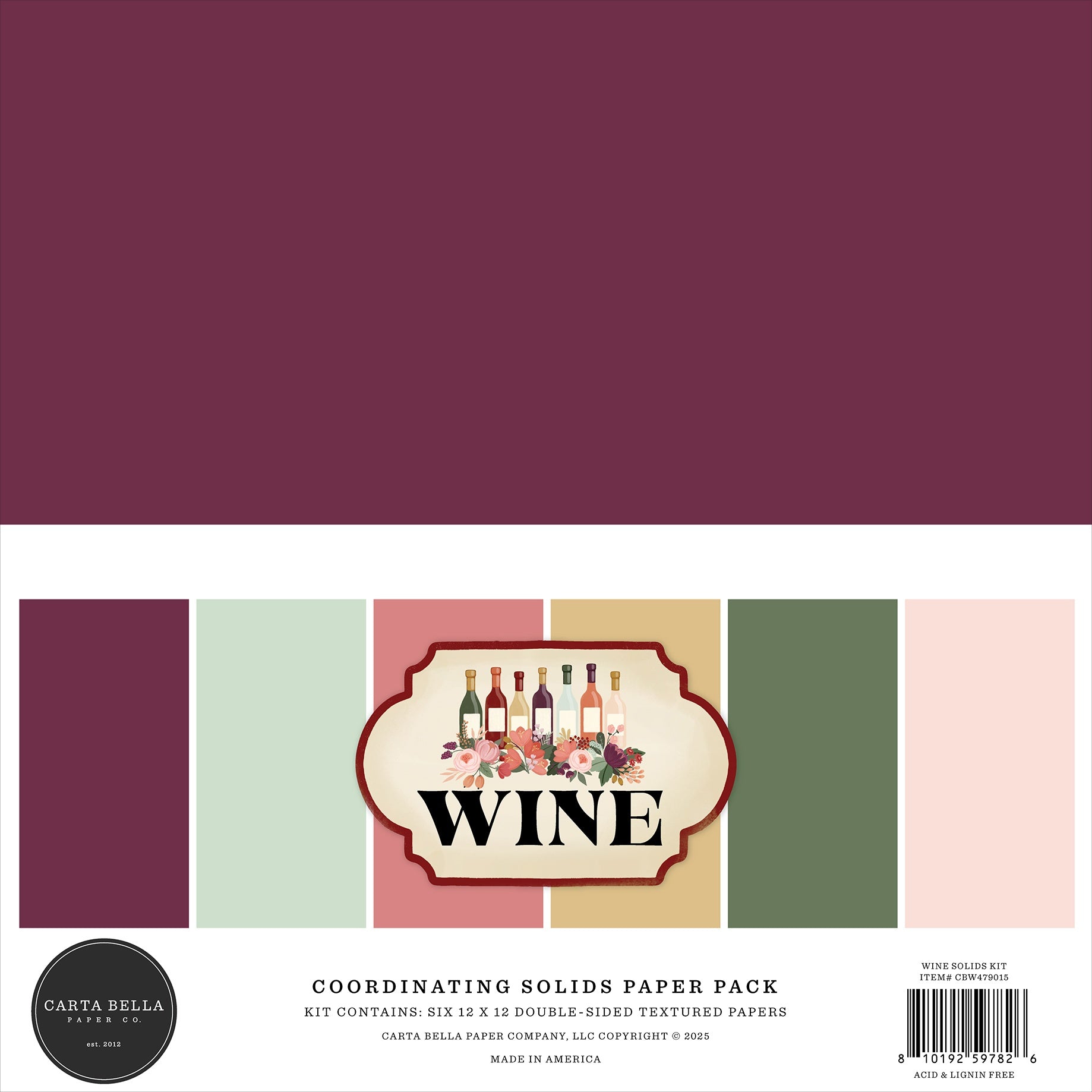 Carta Bella - Wine - Solids - 12x12"