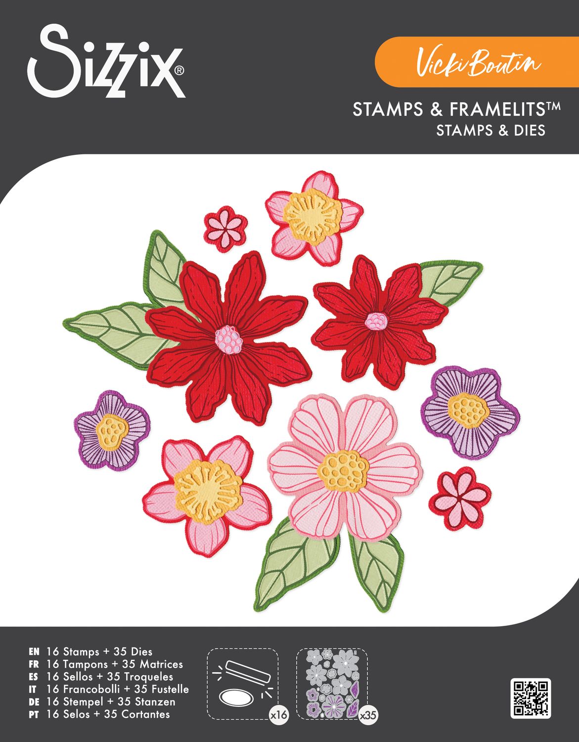 Sizzix - Vicky Boutin - Framelits dies & clear stamp - Floral Layers