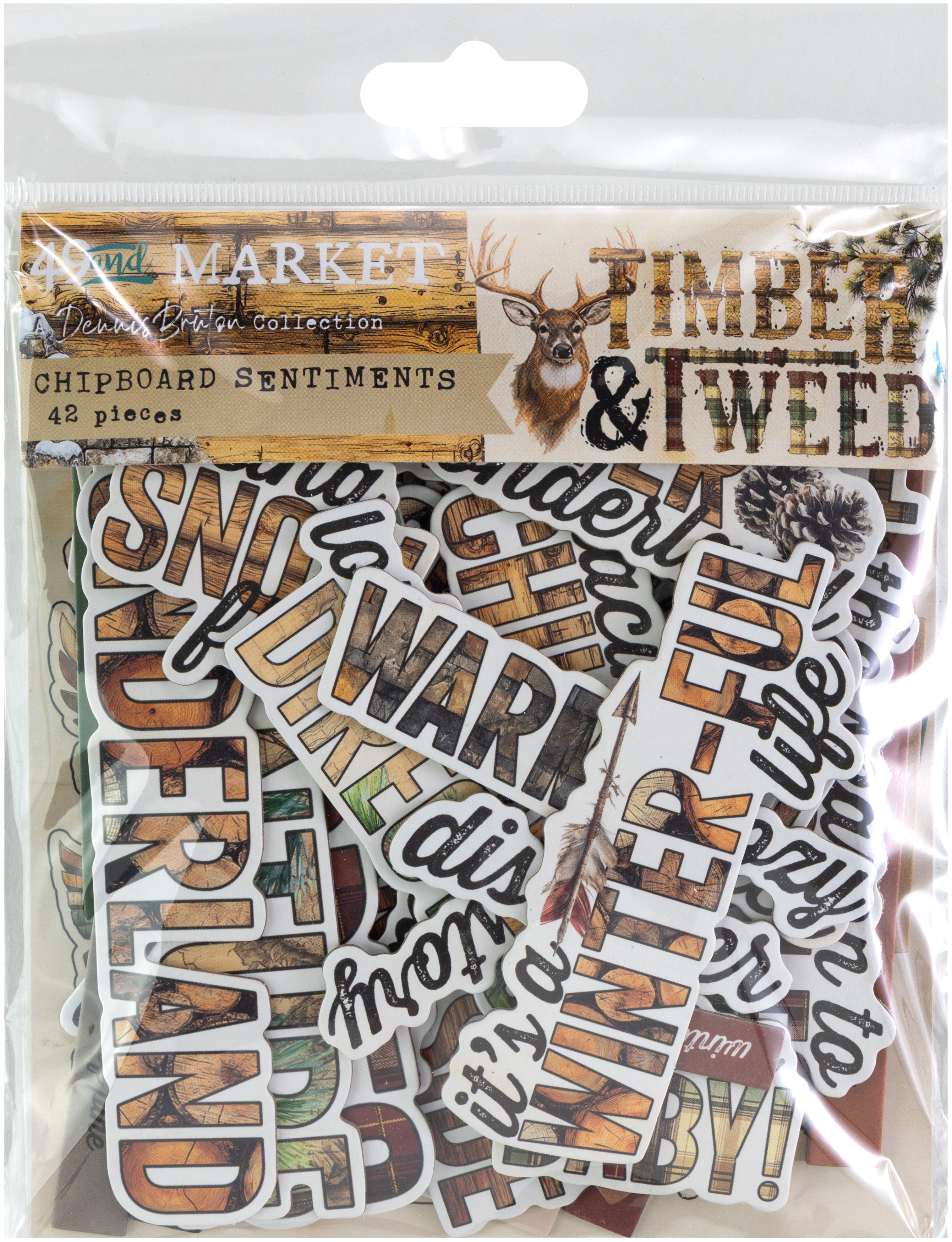 49 and Market - Timber and Tweed - Chipboard Set - Sentiments