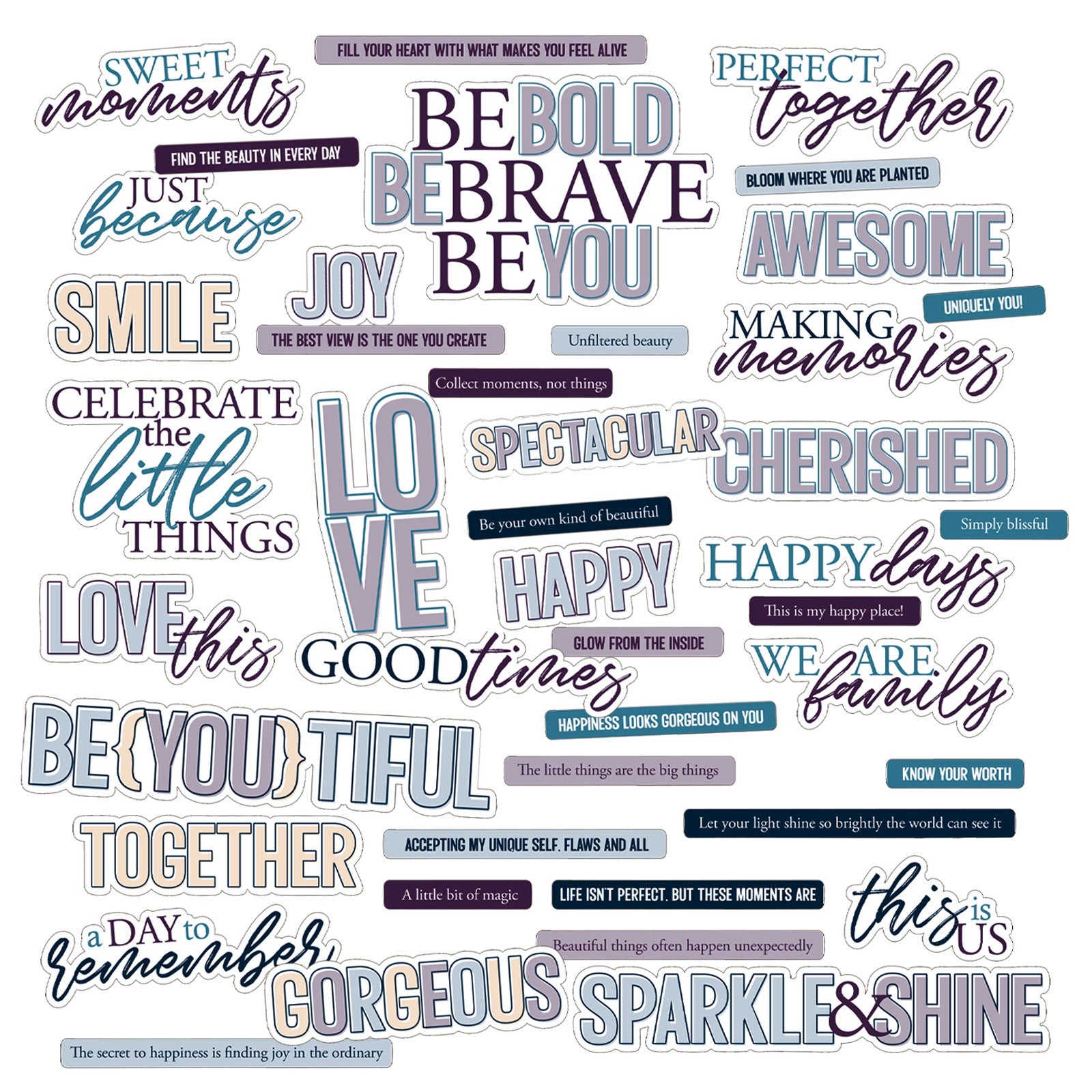 49 and Market - Plume & Petal - Chipboard Set - Sentiments