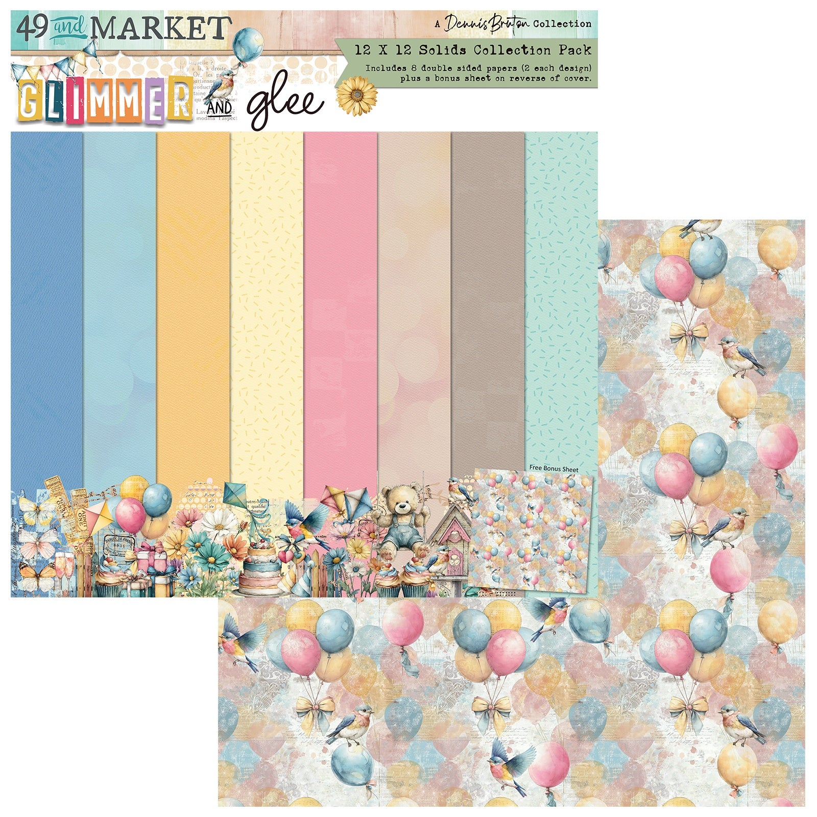 49 and Market - Glimmer and Glee - Solids Collection Pack - 12 x 12"