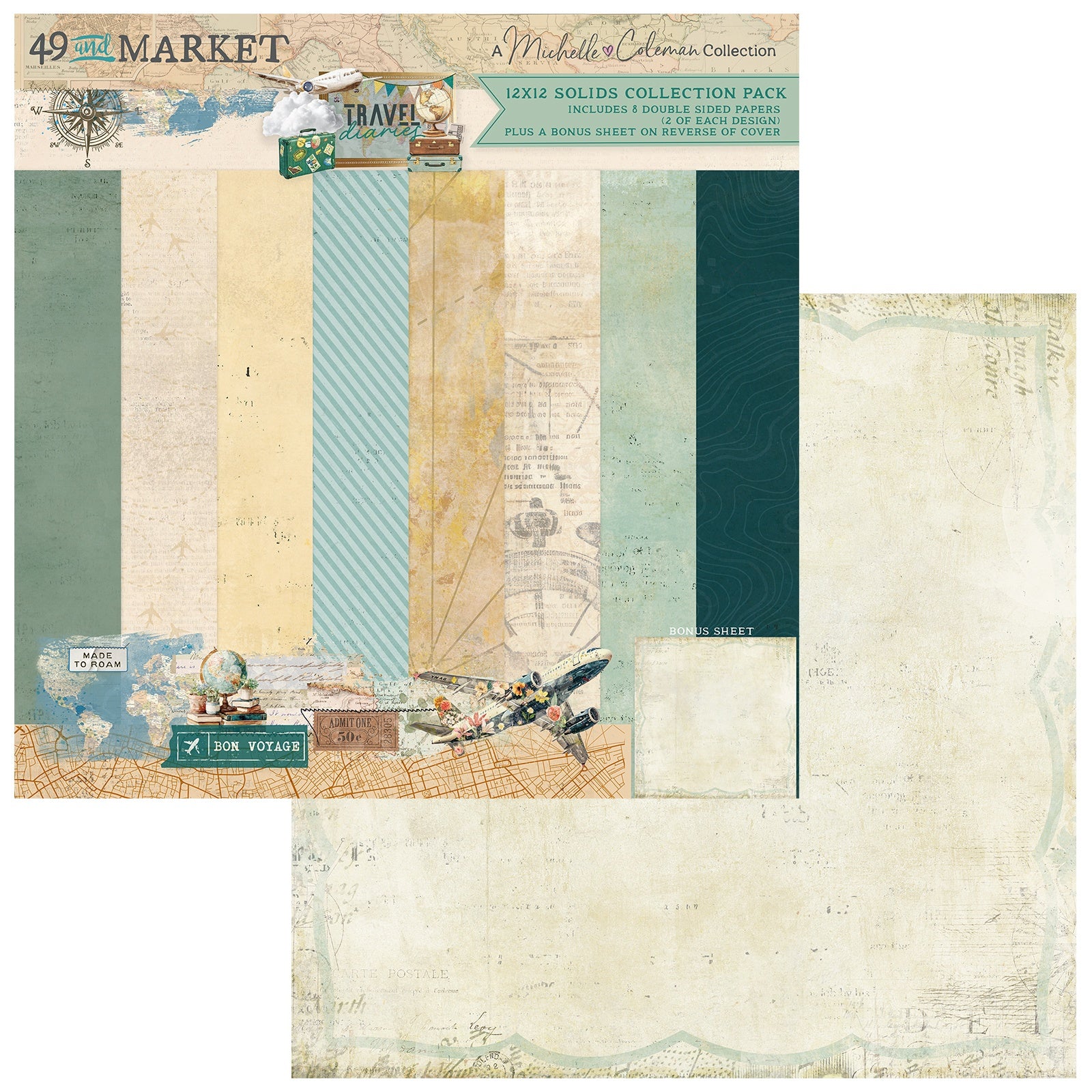 49 and Market - Travel Diaries - Solids Collection Pack - 12 x 12"