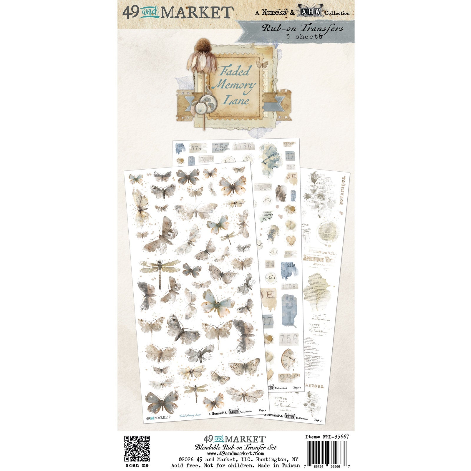 49 and Market - Faded Memory Lane - Rub ons - Blendable