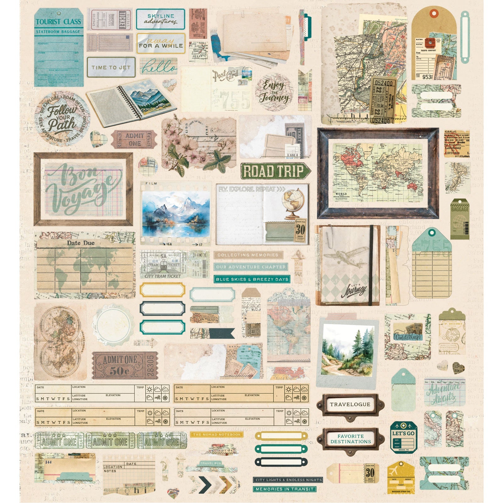 49 and Market - Travel Diaries - Die Cut Elements