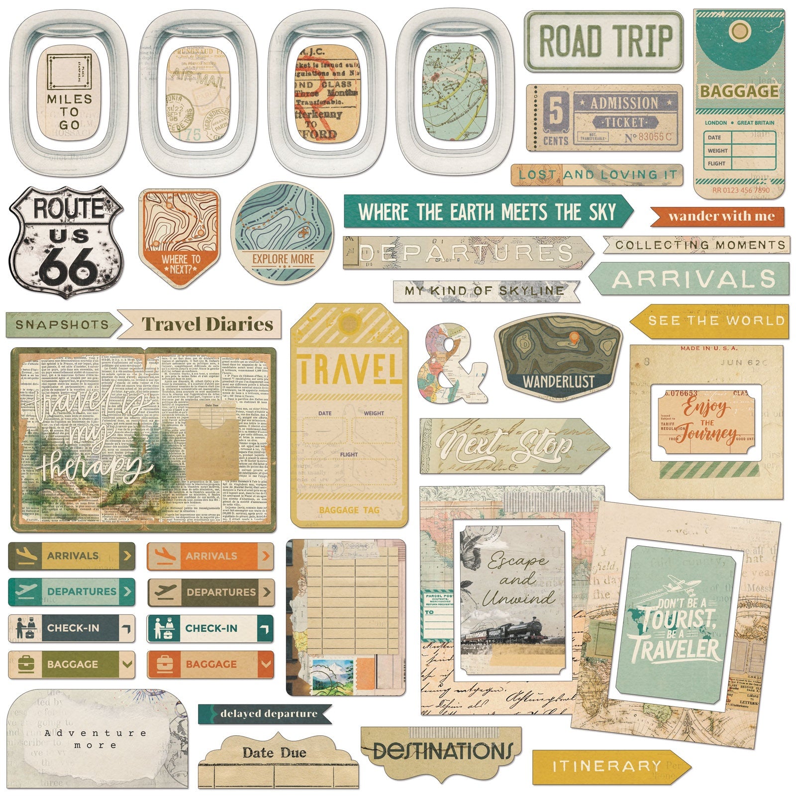 49 and Market - Travel Diaries - Chipboard Set