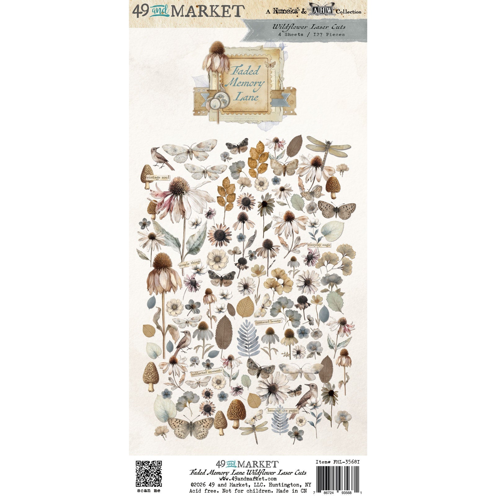 49 and Market - Faded Memory Lane - Laser Cut - Wildflowers