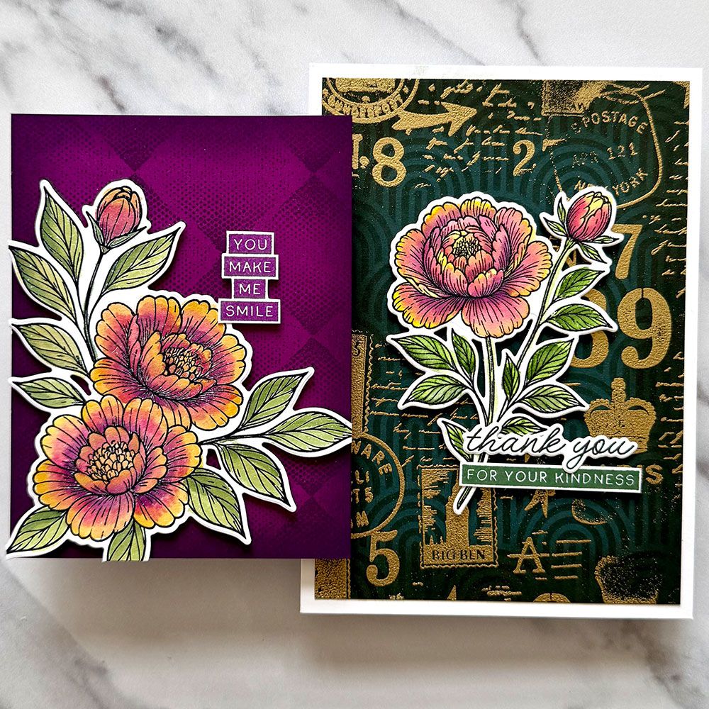 Simon Hurley - Clear Stamps - Sketched Peonies