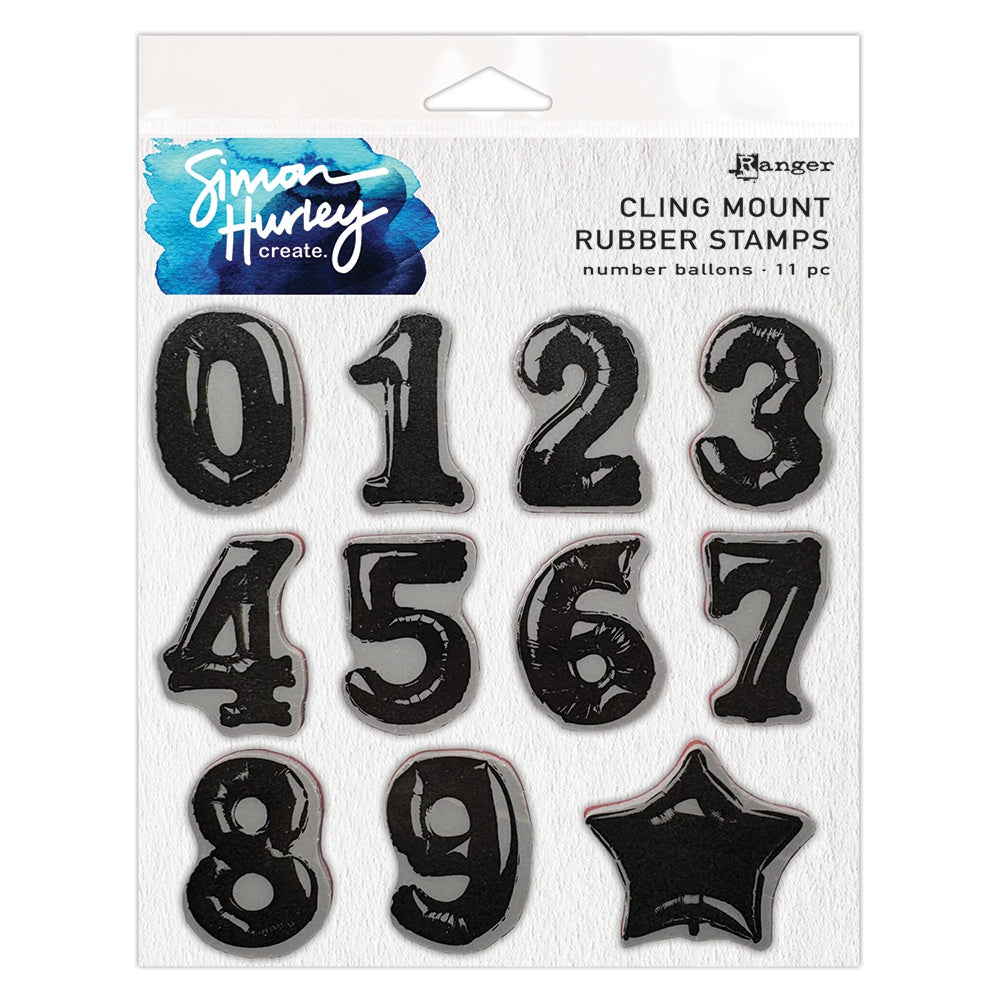 Simon Hurley - Cling Rubber Stamp - Number Balloons