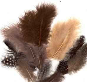 Marabou og Guineafowl Fjær - Mix Beige/brun
