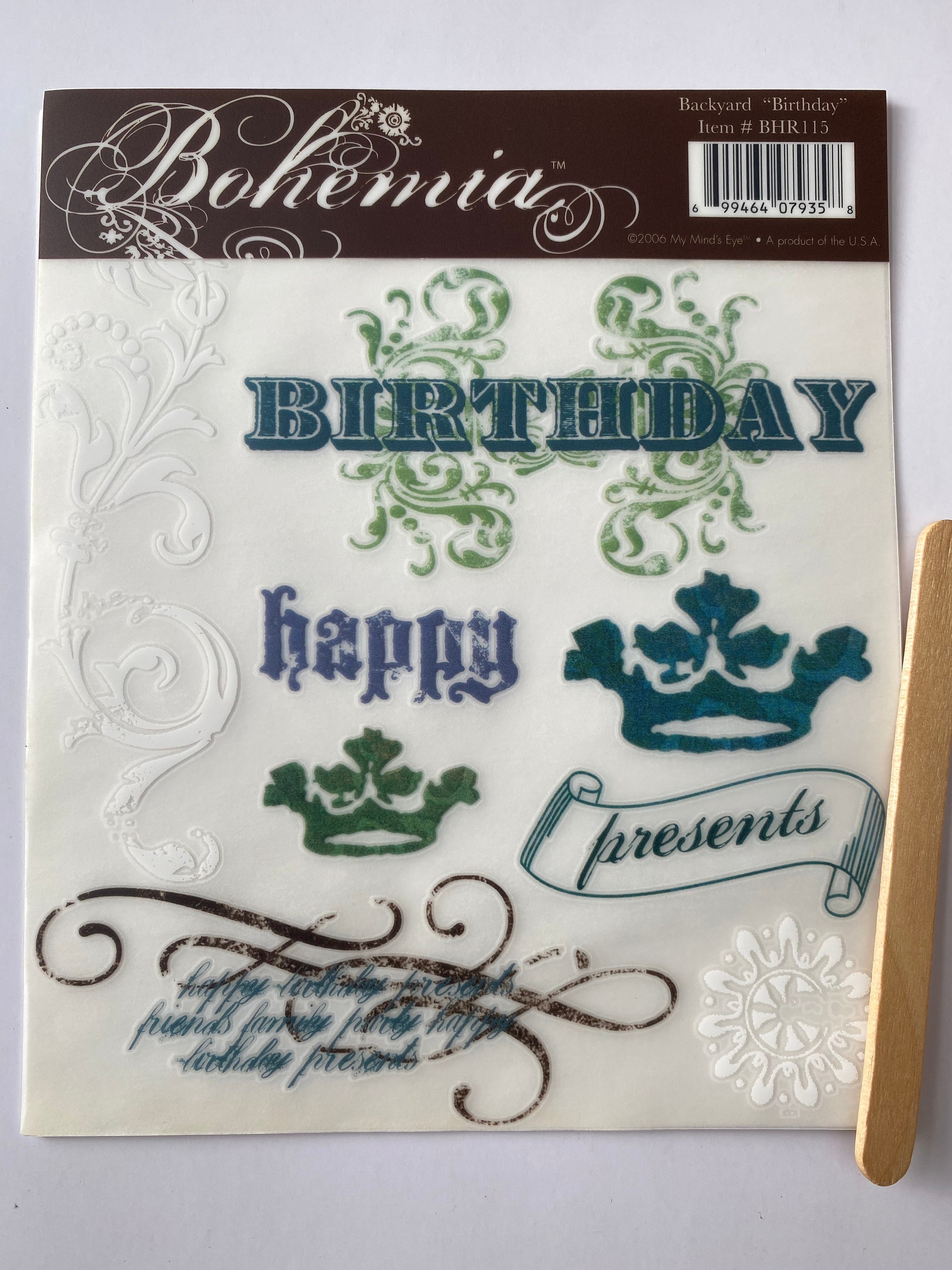My Minds Eye - Rub ons - Backyard Birthday