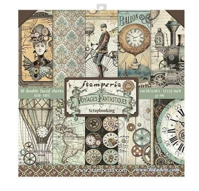 Stamperia  - Voyages Fantastiques  - Paper Pad  10 pk - 12 x 12"