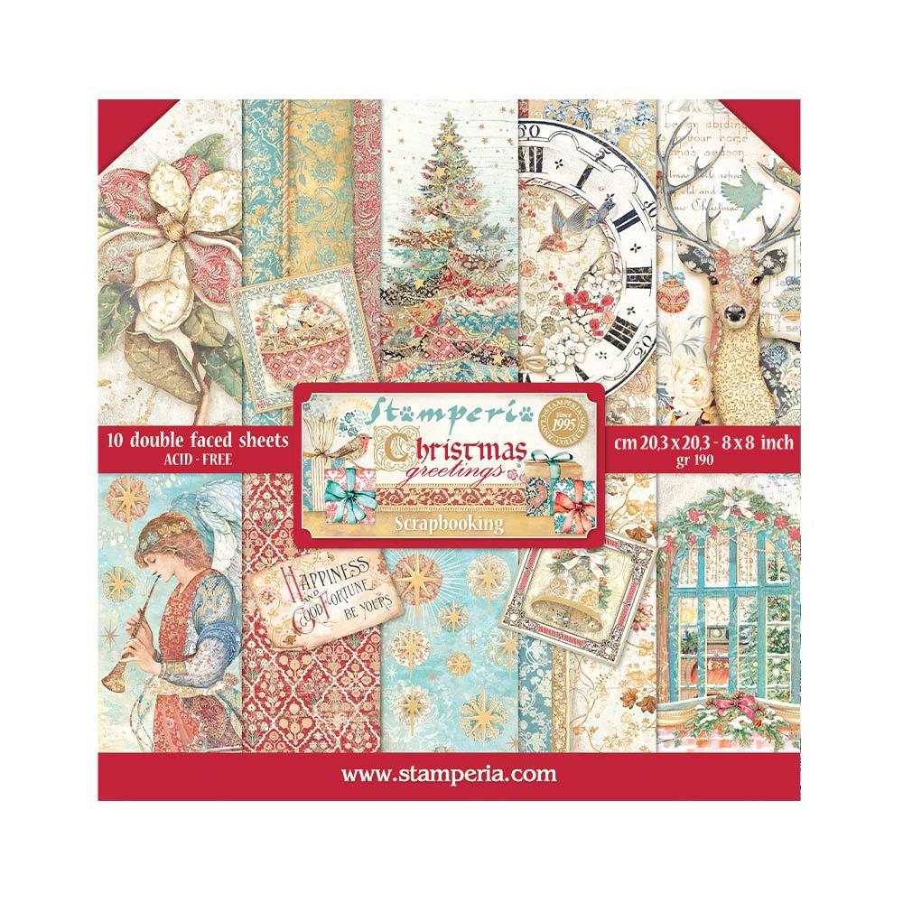 Stamperia  - Christmas Greetings  - Paper Pad    8 x 8"