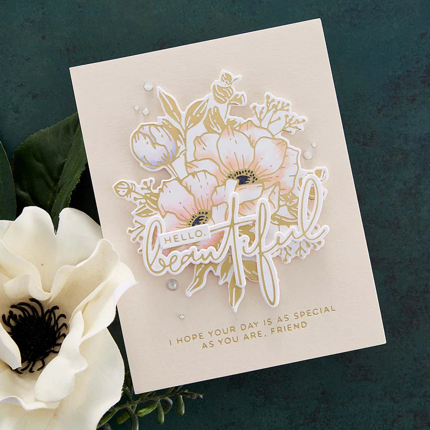 Spellbinders - Glimmer Hot Foil Plate & Die set - Anemone glimmer blooms