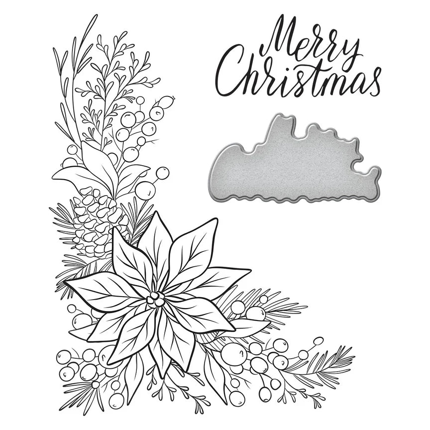 Spelbinders - BetterPress plate & Die set - Poinsettia Corner