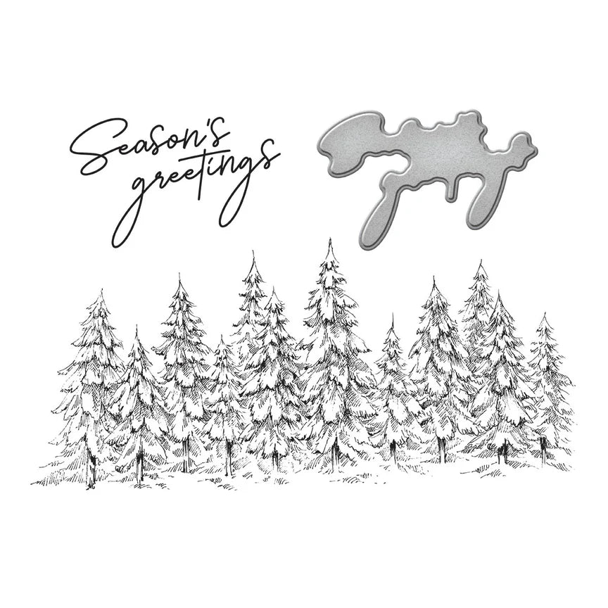 Spelbinders - BetterPress plate & Die set - Seasons Greetings Evergreens