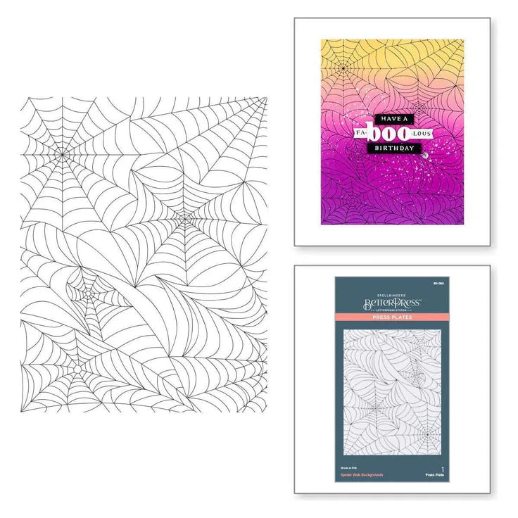 Spelbinders - BetterPress plate & Die set - Halloween Collection - Spider Web Background