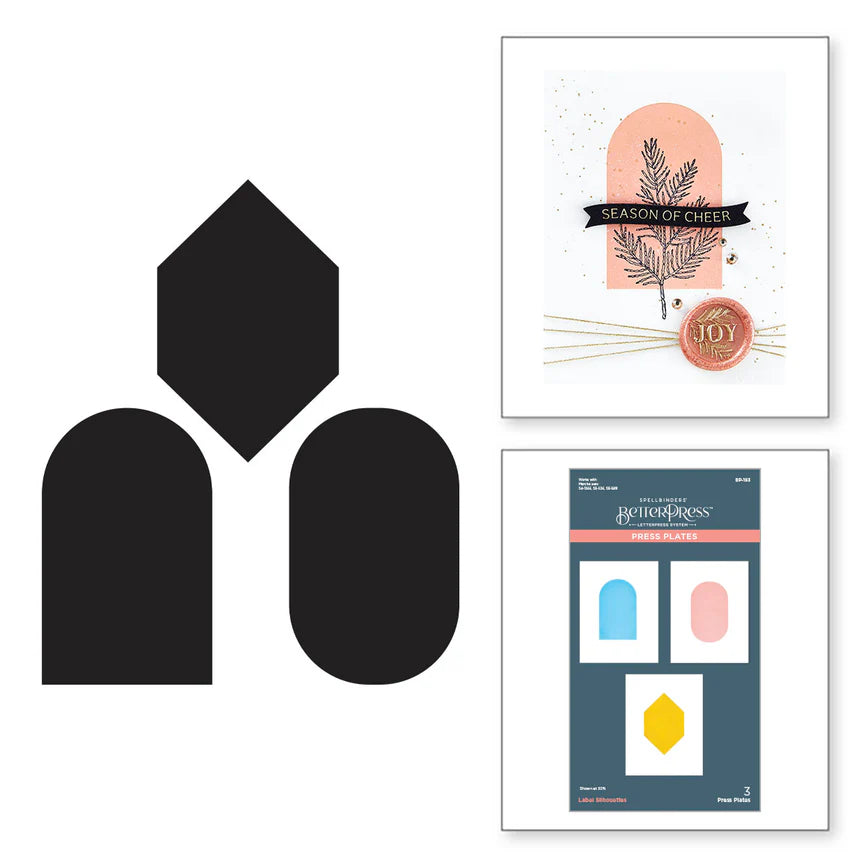 Spelbinders - BetterPress plates - Label Silhouettes