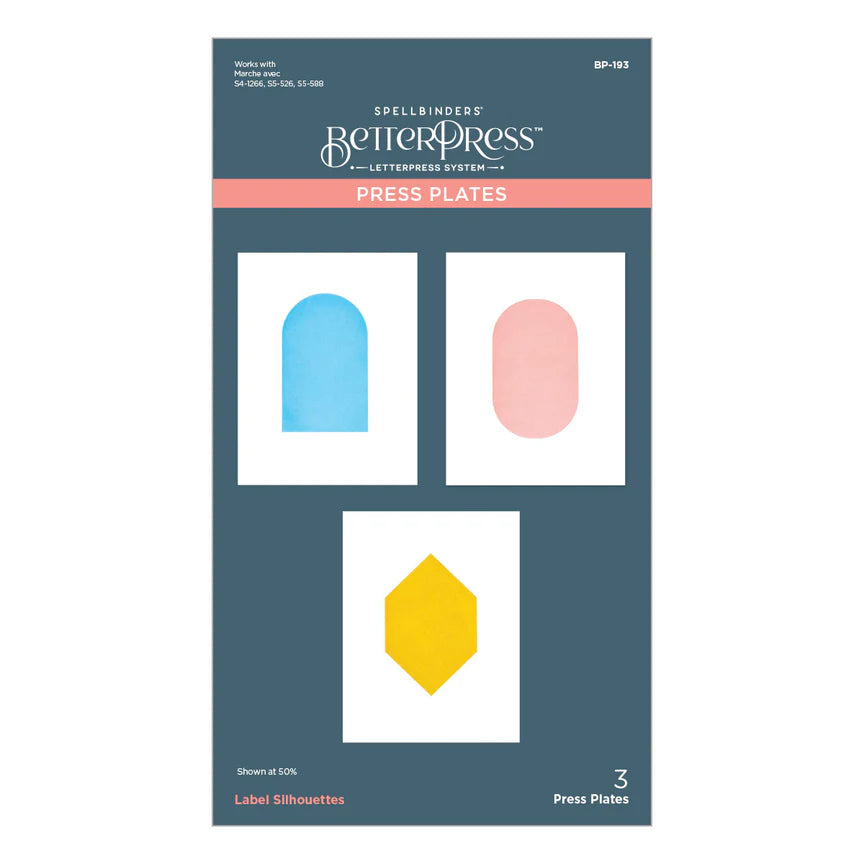 Spelbinders - BetterPress plates - Label Silhouettes