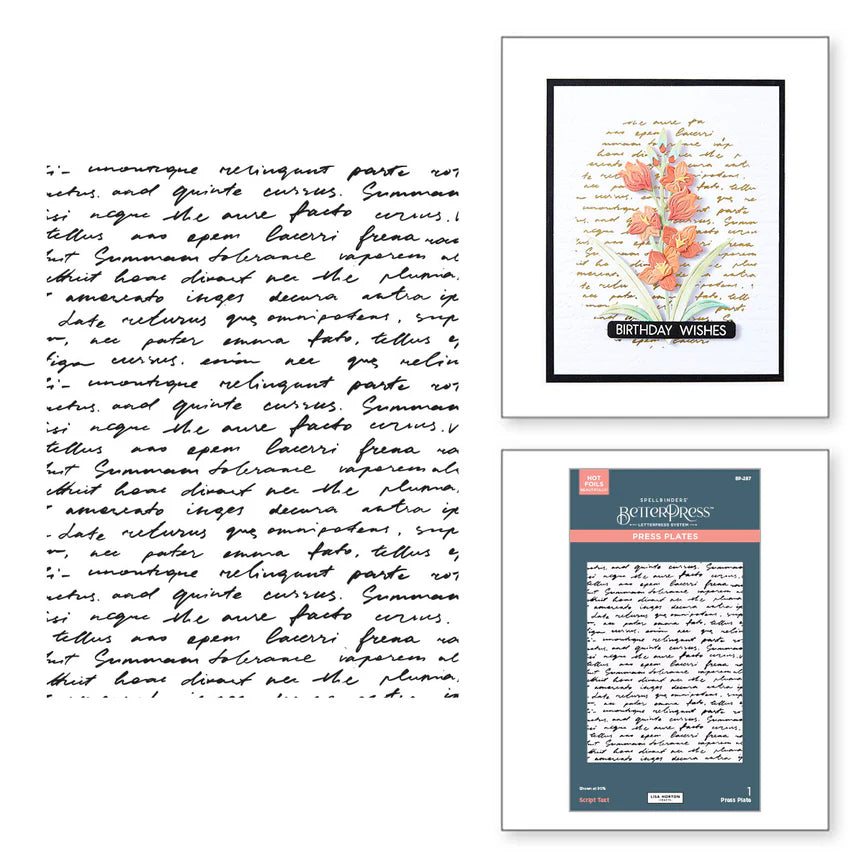 Spelbinders - BetterPress plate - Script Text