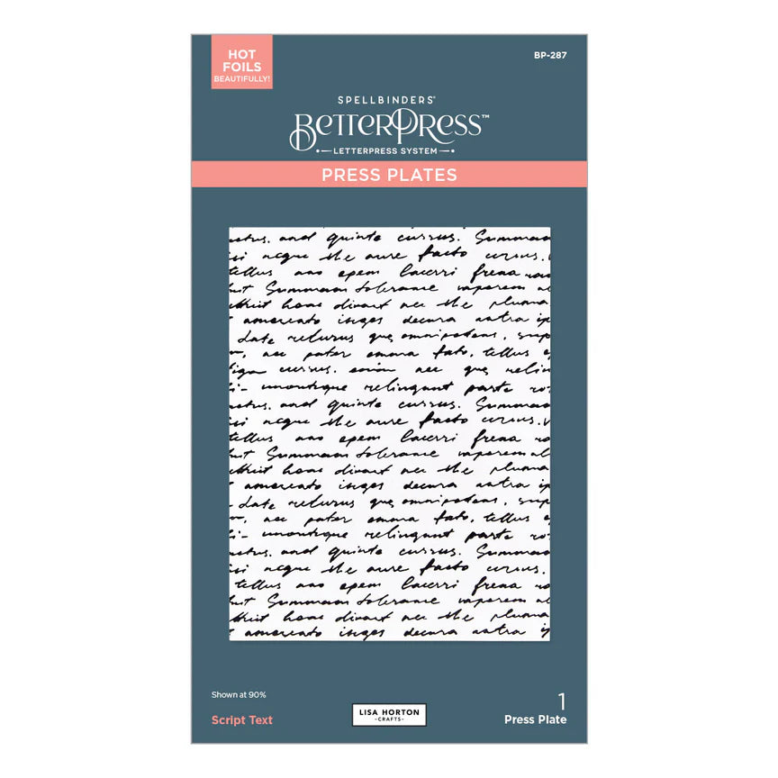 Spelbinders - BetterPress plate - Script Text