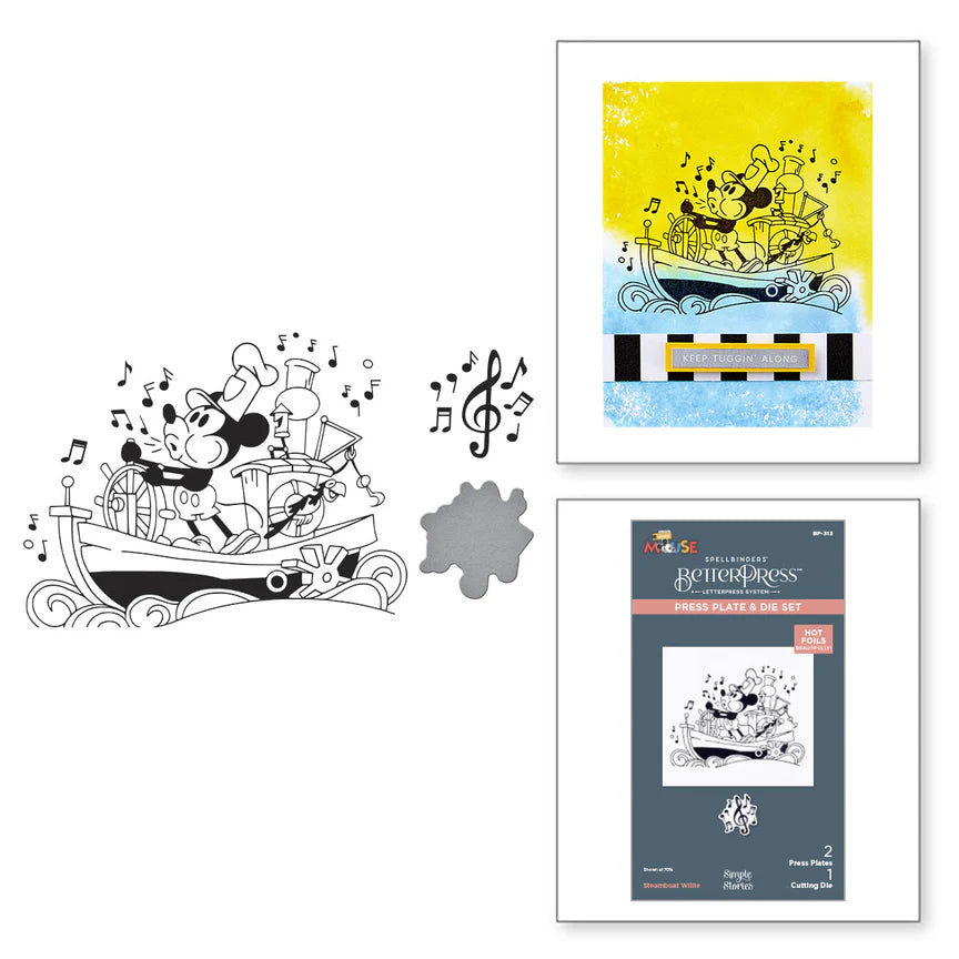 Spelbinders - BetterPress plate & Die set - Steamboat Willie