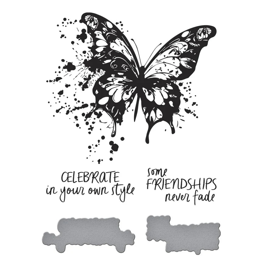 Spelbinders - BetterPress plate & Dies set - Butterfly Splatter