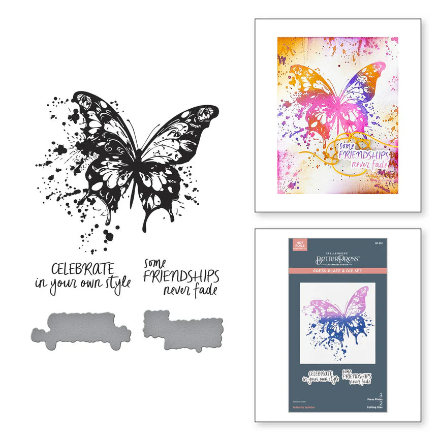 Spelbinders - BetterPress plate & Dies set - Butterfly Splatter