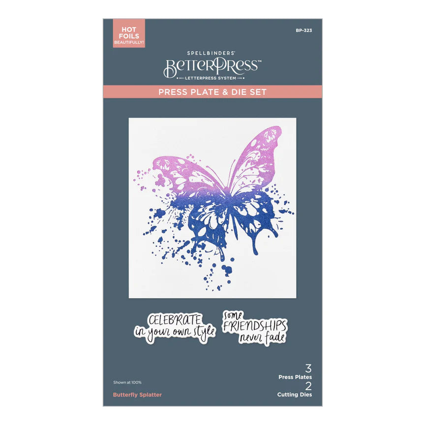 Spelbinders - BetterPress plate & Dies set - Butterfly Splatter