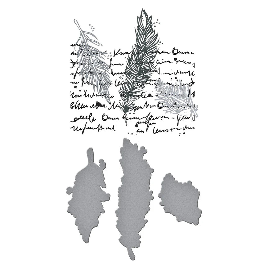 Spelbinders - BetterPress plate & dies set - Feather Dreams
