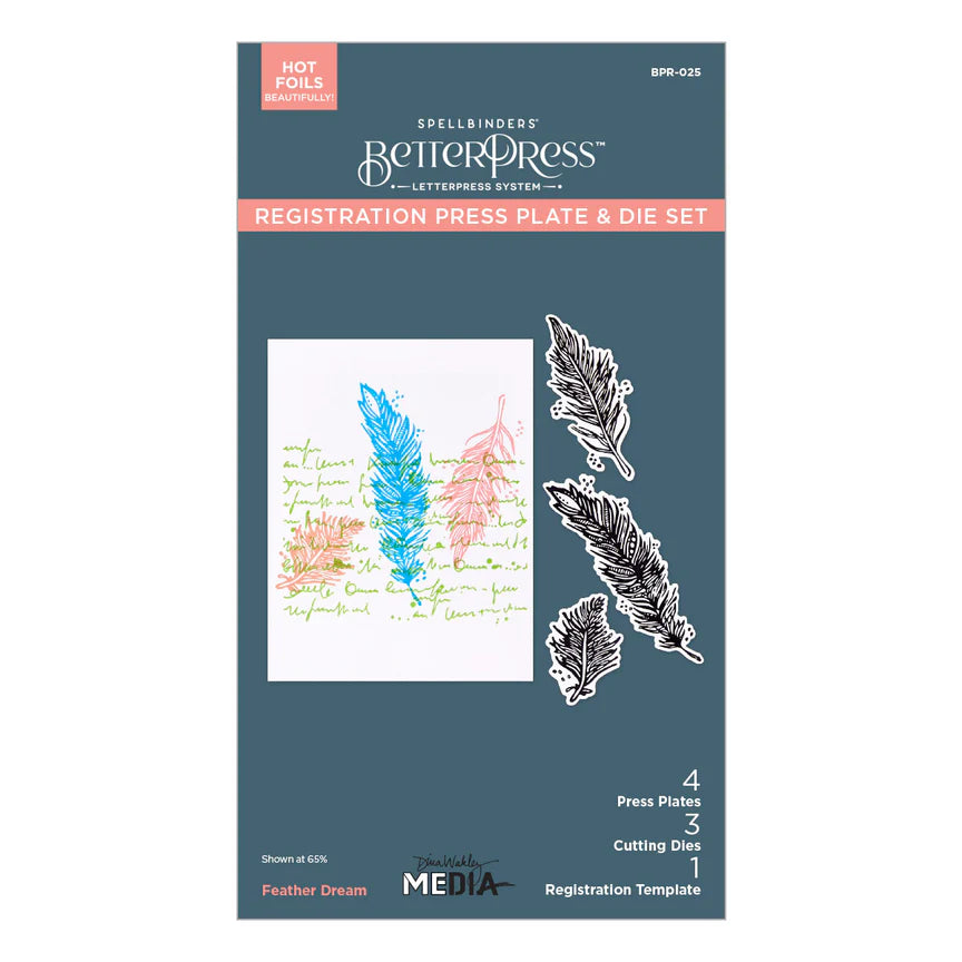 Spelbinders - BetterPress plate & dies set - Feather Dreams