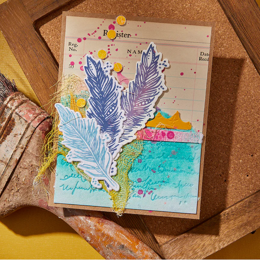 Spelbinders - BetterPress plate & dies set - Feather Dreams
