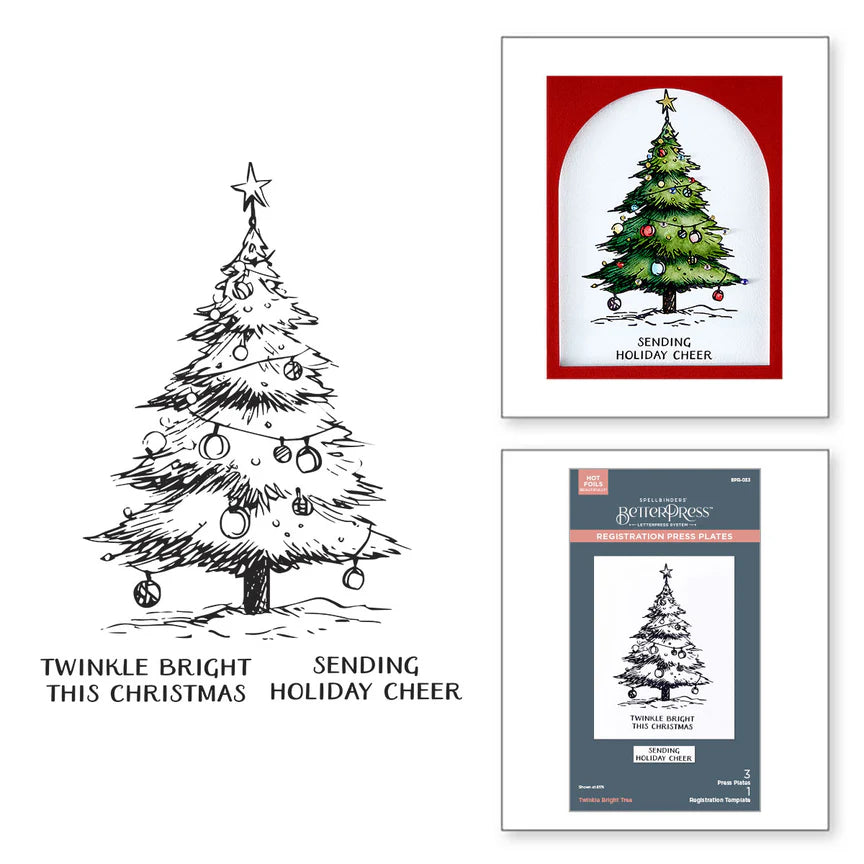 Spelbinders - BetterPress plate - Twinkle Bright Tree