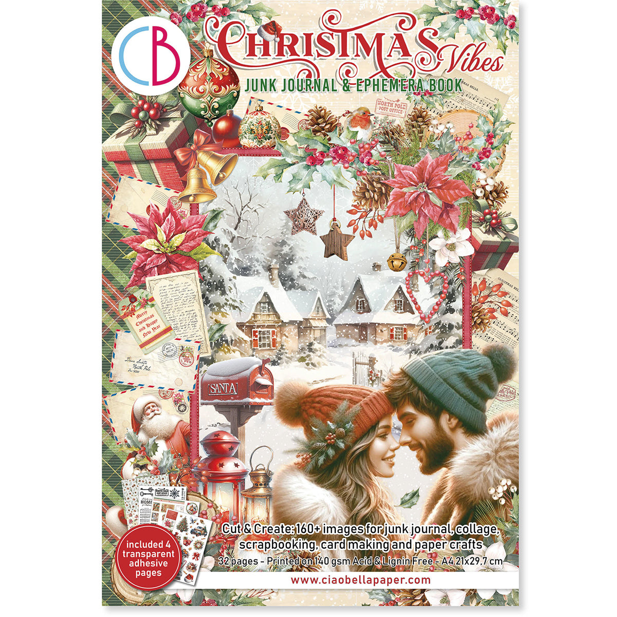 Carnet Ephemera & Junk Journal "Ciao Bella" - 32 Feuilles A4 (140 G/m²) - Papiers Motifs Pour Scrapbooking, Collage, Cartes