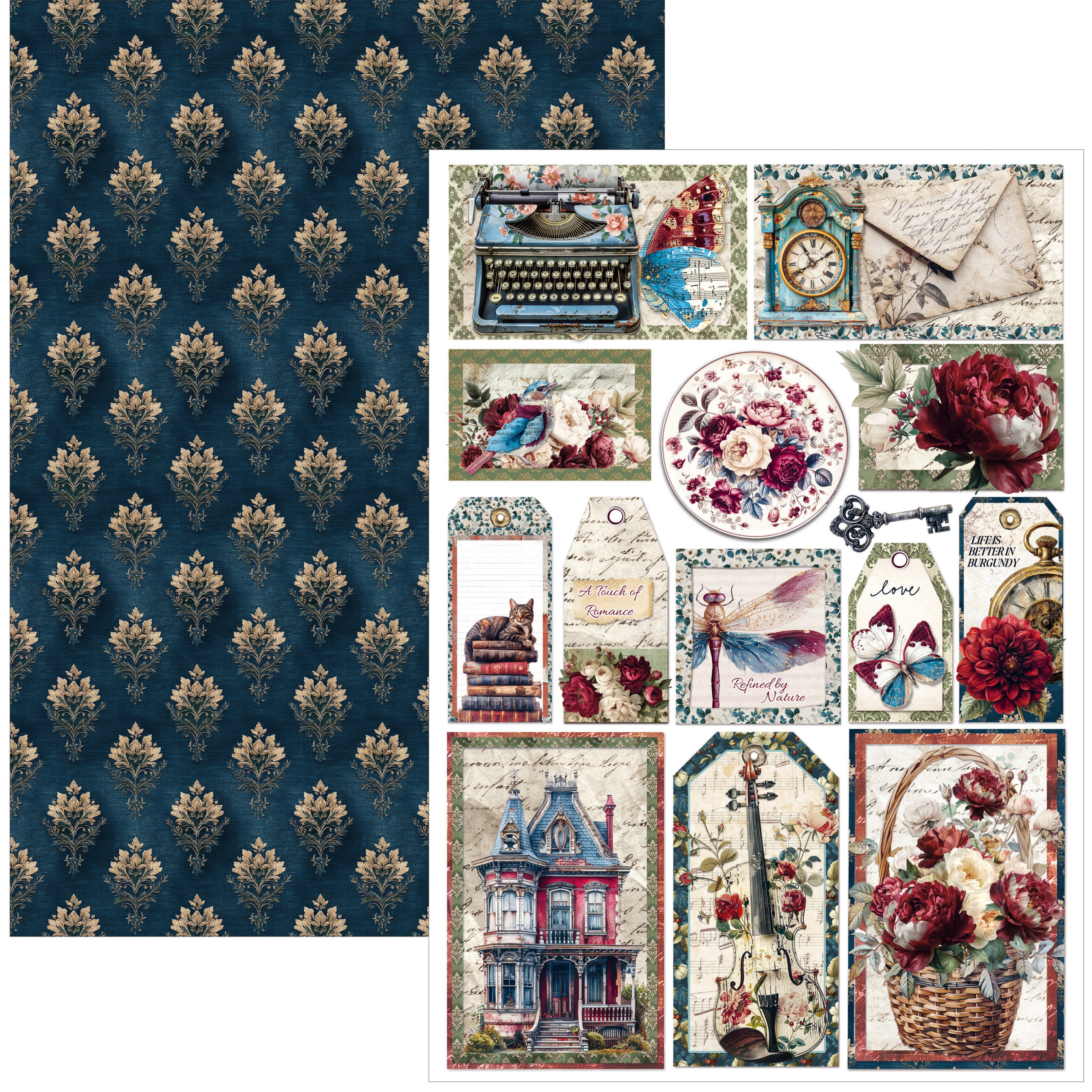Ciao Bella - Bohemian Burgundy - Paper Pack (9 ark) A4