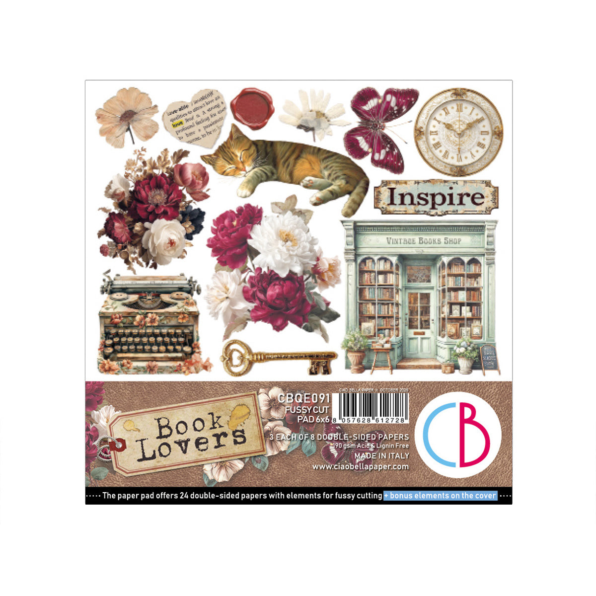 Ciao Bella - Book Lovers - Fussy Cut Paper Pad - 6 x 6"