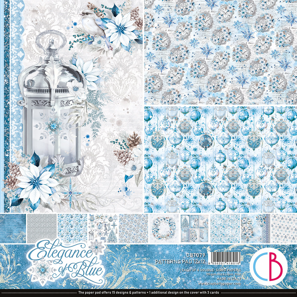 Ciao Bella - Elegance of Blue - Paper Pack (8 ark) 12 x 12"