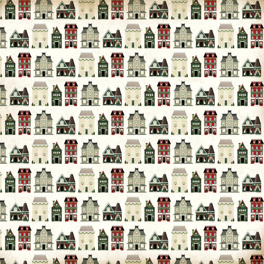 Carta Bella - A Vintage Christmas - Christmas Village -  12x12"