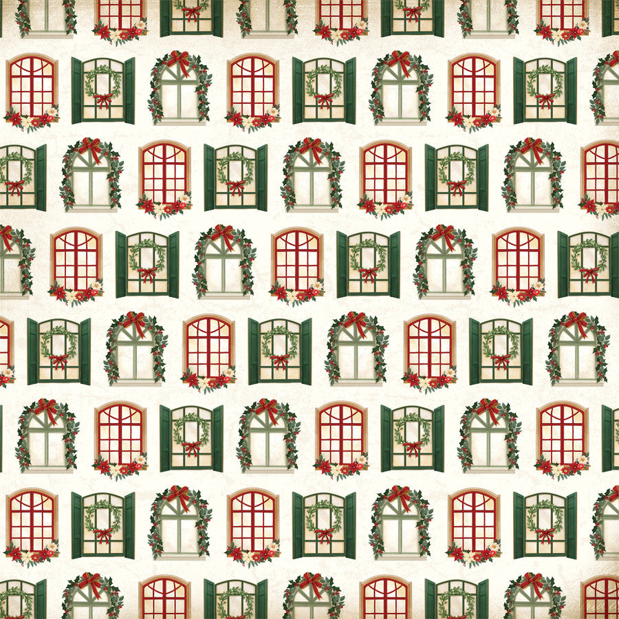 Carta Bella - A Vintage Christmas - Decorated windows -  12x12"