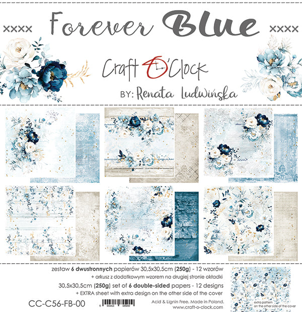 Craft O'Clock - Forever Blue - Paper Pad - 12x12"