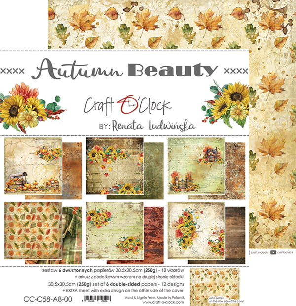 Craft O'Clock - Autumn Beauty - Paper Pack - 12 x 12"