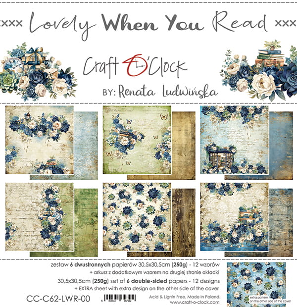 Craft O'Clock - Lovely when you read - Paper Pack -  12 x 12"